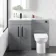 Avon Stone Grey Combination Vanity Basin and Aruba Toilet 1100mm - Black Accents - Left Handed