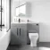 Avon Stone Grey Combination Vanity Basin and Atlanta Toilet 1100mm - Black Accents - Left Handed