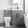 Avon Stone Grey Combination Vanity Basin and Atlanta Toilet 1100mm - Black Accents - Right Handed