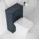 Inky Blue Slimline Back To Wall Unit and Atlanta Toilet - Black Accents