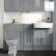 Monaco Dove Grey Combination Vanity Basin 1500mm (Excludes Pan & Cistern) - Brushed Brass Accents