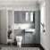 Monaco Dove Grey Combination Vanity Traditional Basin and Seattle Toilet 1200mm - Brushed Brass Accents