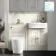 Monaco Chalk White Combination Vanity Traditional Basin and Boston Toilet 1200mm - Brushed Brass Accents