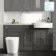 Monaco Graphite Grey Combination Vanity Basin with Marble Top and Boston Toilet 1500mm - Brushed Brass Accents