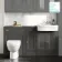 Monaco Graphite Grey Combination Vanity Traditional Basin and Seattle Toilet 1500mm - Brushed Brass Accents