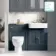 Monaco Inky Blue Combination Vanity Basin and Seattle Toilet 1200mm - Brushed Brass Accents