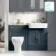 Monaco Inky Blue Combination Vanity Basin with Marble Top & Atlanta Toilet 1200mm - Brushed Brass Accents