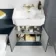 Monaco Inky Blue Combination Vanity Traditional Basin and Seattle Toilet 1200mm - Brushed Brass Accents