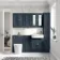 Monaco Inky Blue Combination Vanity Traditional Basin and Boston Toilet 1500mm - Brushed Brass Accents