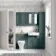 Monaco Midnight Green Combination Vanity Basin with Marble Top & Atlanta Toilet 1200mm - Brushed Brass Accents