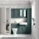 Monaco Midnight Green Combination Vanity Traditional Basin with Marble Top & Atlanta Toilet 1200mm - Brushed Brass Accents
