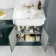 Monaco Midnight Green Combination Vanity Traditional Basin with Marble Top and Seattle Toilet 1500mm - Brushed Brass Accents