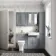 Monaco Dove Grey Combination Vanity Basin with Marble Top & Atlanta Toilet 1200mm - Brass Knurled Handles