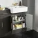 Monaco Graphite Grey Combination Vanity Basin and Hudson Toilet with Wooden Seat 1500mm - Brass Knurled Handles