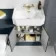 Monaco Inky Blue Combination Vanity Traditional Basin and Seattle Toilet 1200mm - Brass Knurled Handles