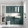 Monaco Midnight Green Combination Vanity Basin and Hudson Toilet with Wooden Seat 1500mm - Brass Knurled Handles