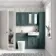 Monaco Midnight Green Combination Vanity Traditional Basin and Boston Toilet 1200mm - Brass Knurled Handles