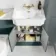 Monaco Midnight Green Combination Vanity Traditional Basin with Marble Top & Boston Toilet 1200mm - Brass Knurled Handles