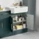 Monaco Midnight Green Combination Vanity Traditional Basin with Marble Top and Seattle Toilet 1500mm - Brass Knurled Handles