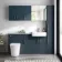 Harper Navy Blue Combination Vanity Basin with Marble Top & Tucson Toilet 1500mm - Brushed Brass Accents