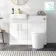 Harper Gloss White Combination Vanity Basin with Marble Top & Tucson Toilet 1000mm - Brushed Brass Accents