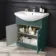 Capri Mystic Green Basin Vanity and Back To Wall Unit 1350mm (Excludes Toilet) - Chrome Handles