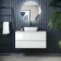 Corsica Gloss White Vanity Drawer with Marble Top & Curved Counter Top Basin 1000mm