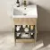 Havana Fluted Country Oak Combination Vanity Basin and Aruba Toilet 1000mm - Brushed Brass Accents