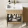 Havana Fluted Country Oak Combination Vanity Basin and Houston Toilet 1100mm - Brushed Brass Accents - Left Handed