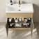 Havana Fluted Country Oak Combination Vanity Basin and Aruba Toilet 1300mm - Brushed Brass Accents