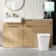 Sicily Fluted Country Oak Combination Vanity Basin with Marble Top & Houston Toilet 1500mm - Brushed Brass Accents