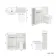Sicily Fluted Coastal White Combination Vanity Basin and Aruba Toilet 1000mm - Brushed Brass Accents