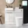 Sicily Fluted Coastal White Combination Vanity Basin with Marble Top & Tucson Toilet 1000mm - Brushed Brass Accents