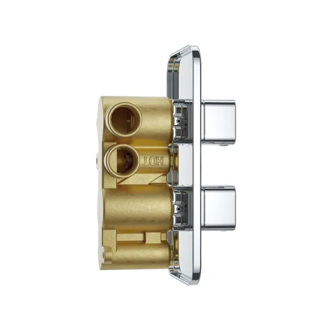 Galway Premium Chrome Square Thermostatic Shower Valve - 2 Outlets