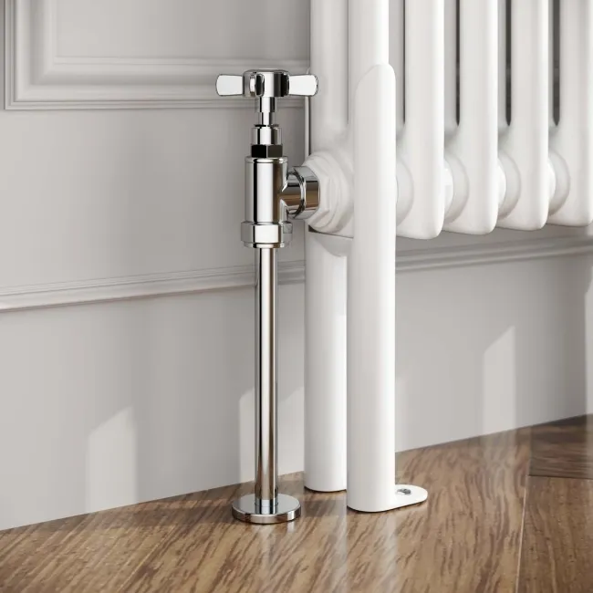 Athens White Double Column Vertical Traditional Radiator 1500x200mm