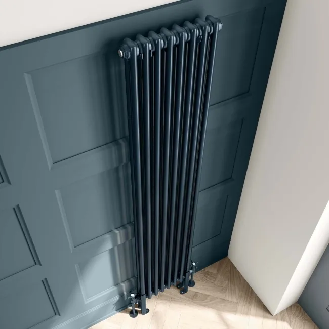 Athens Inky Blue Double Column Vertical Traditional Radiator 1800x380mm