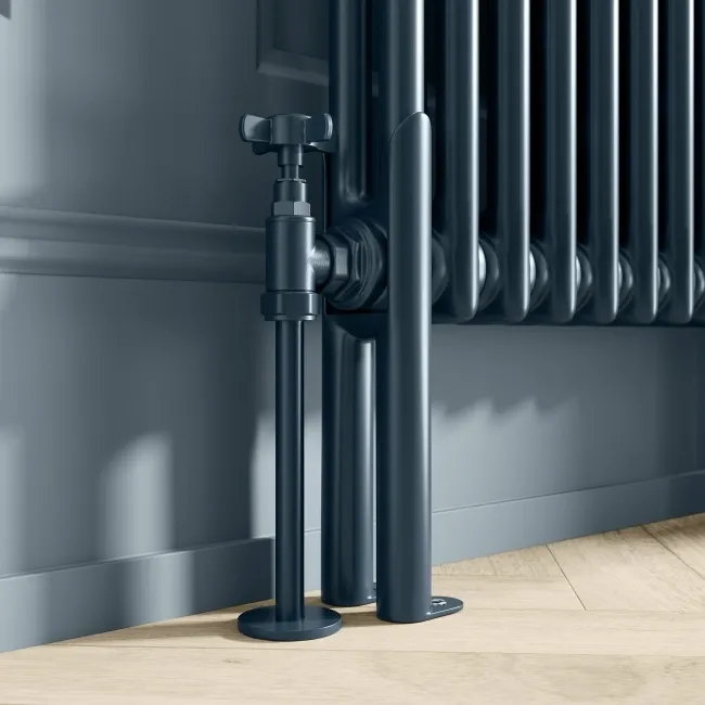 Athens Inky Blue Double Column Vertical Traditional Radiator 1800x380mm