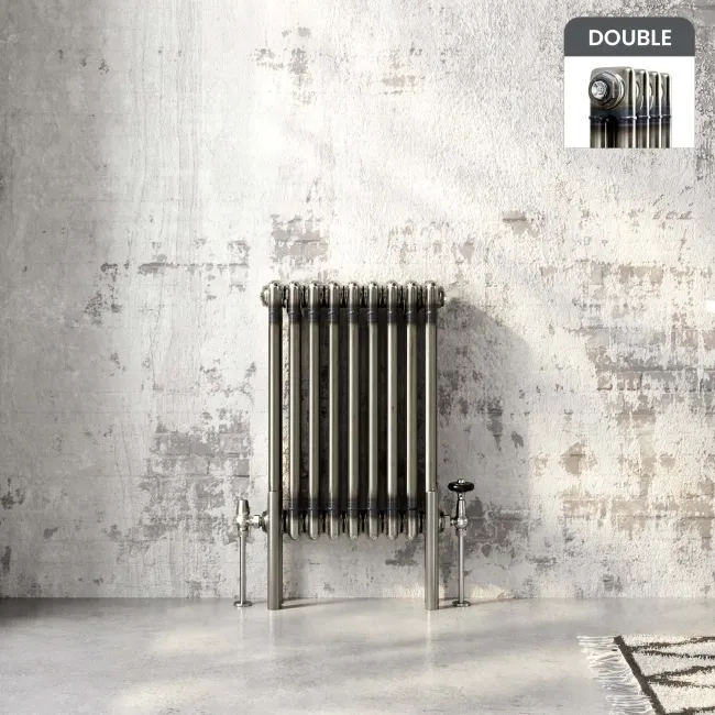 Athens Raw Metal Double Column Horizontal Traditional Radiator 600x425mm