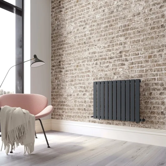 Faro Anthracite Single Flat Panel Horizontal Radiator 600x770mm