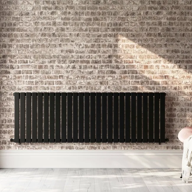 Faro Matt Black Single Flat Panel Horizontal Radiator 600x1820mm