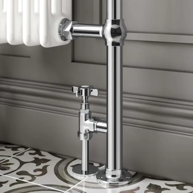 Gibraltar Medium White Traditional Heated Towel Radiator (With Overhanging Rail)