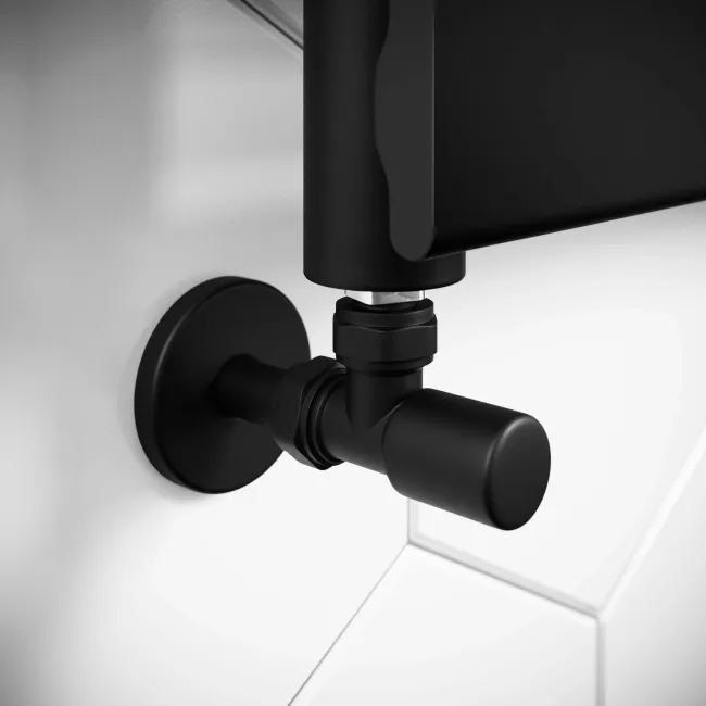 Santorini Matt Black Flat Panel Heated Towel Rail 1600x600mm
