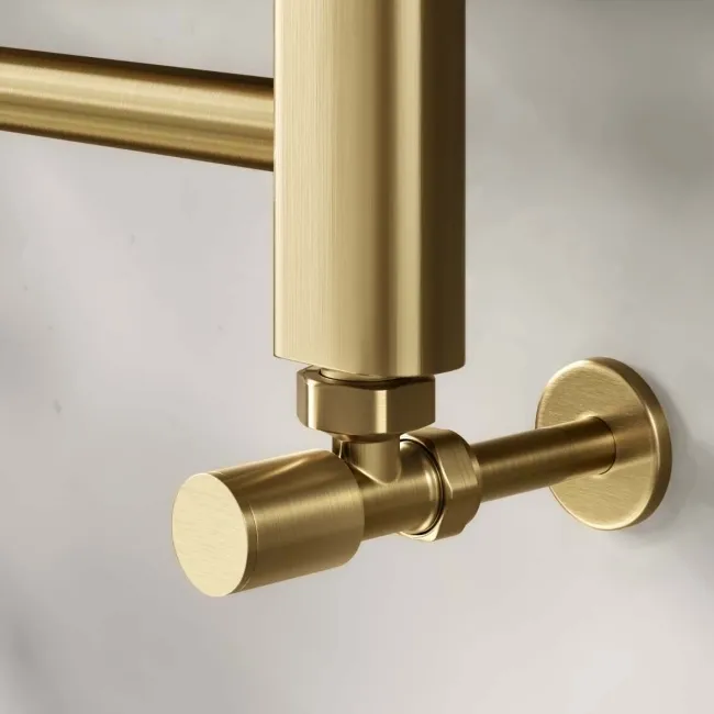 Barcelona Brushed Brass Straight Heated Towel Rail 650x400mm
