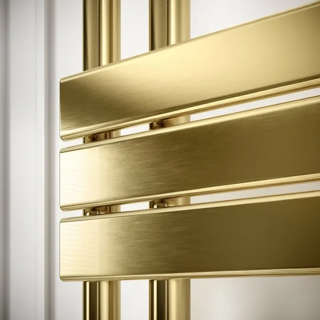 Seville Brushed Brass Designer Flat Panel Heated Towel Rail 1200x600mm