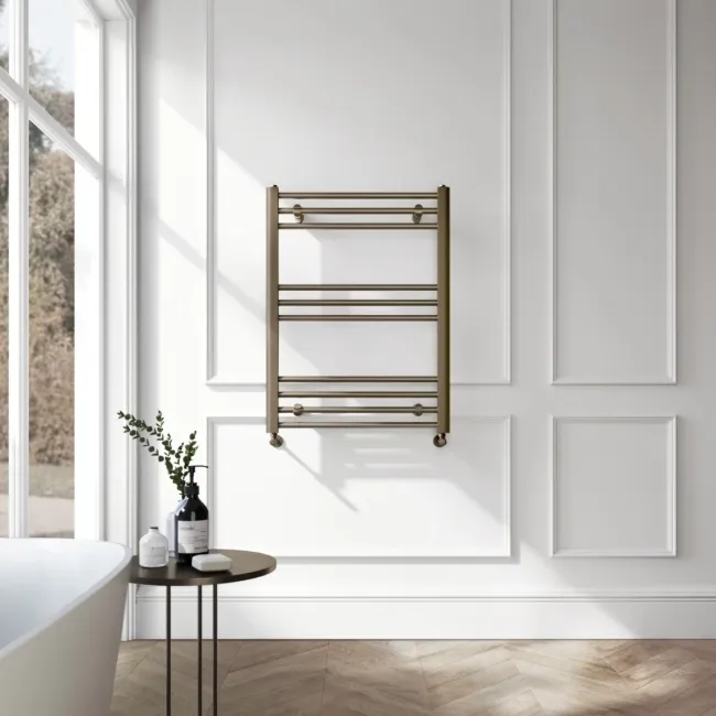 Barcelona Antique Gold Straight Heated Towel Rail 800x600mm