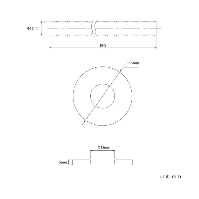 Brushed Nickel Plated Pipe Connectors For Heated Towel Rails & Radiators (Pair) 150mm