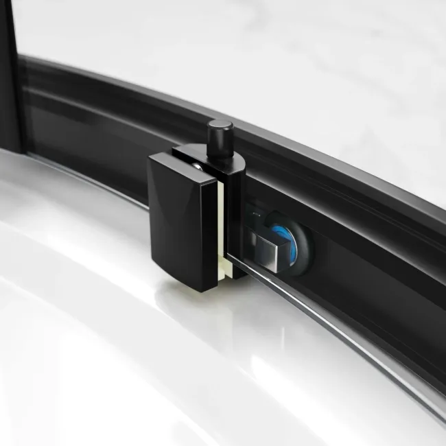 Hamburg Matt Black Easy Clean 8mm Quadrant Shower Enclosure 800x800mm - Easy Fix Feature
