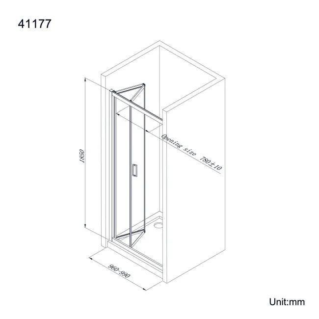 London Matt Black 6mm Bifold Shower Door 1000mm
