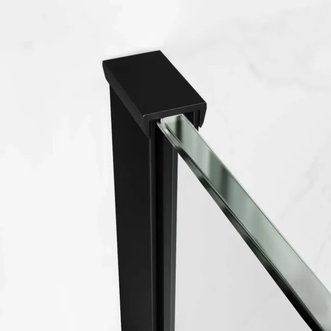 Vienna Matt Black Easy Clean 8mm Hinged Shower Door 800mm
