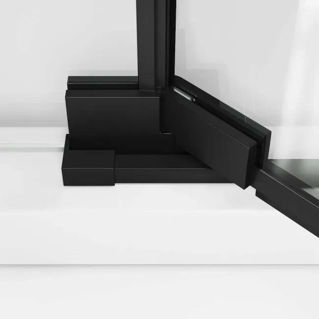 Vienna Matt Black Easy Clean 8mm Hinged Shower Door 800mm